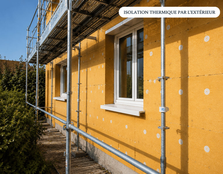 Isolation extérieure de façade avec finition thermique haute performance