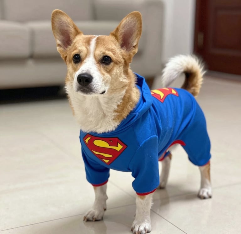 Pero tierno con traje de superman