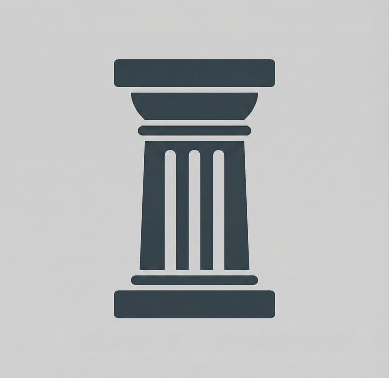 a black and white icon of a robust Roman column