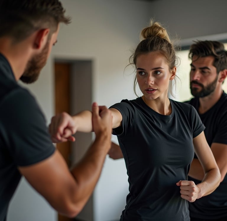Femme qui fait du Krav Maga en Vendée