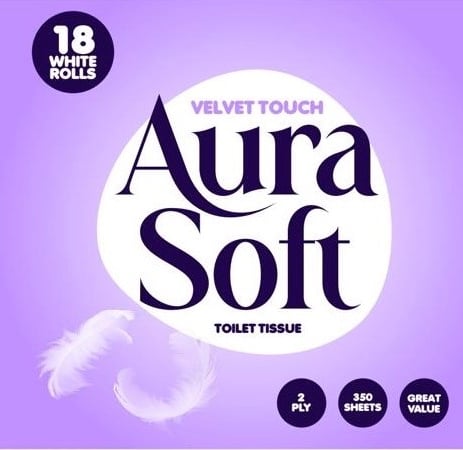 Aura Soft Velvet Touch toilet tissue 