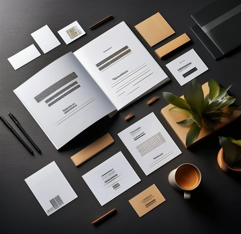 Supports de communication professionnelle : documents imprimés et identité visuelle