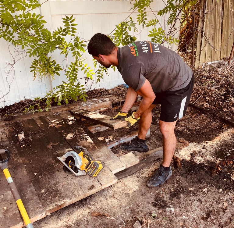 Construction debris and plywood cleanout services.