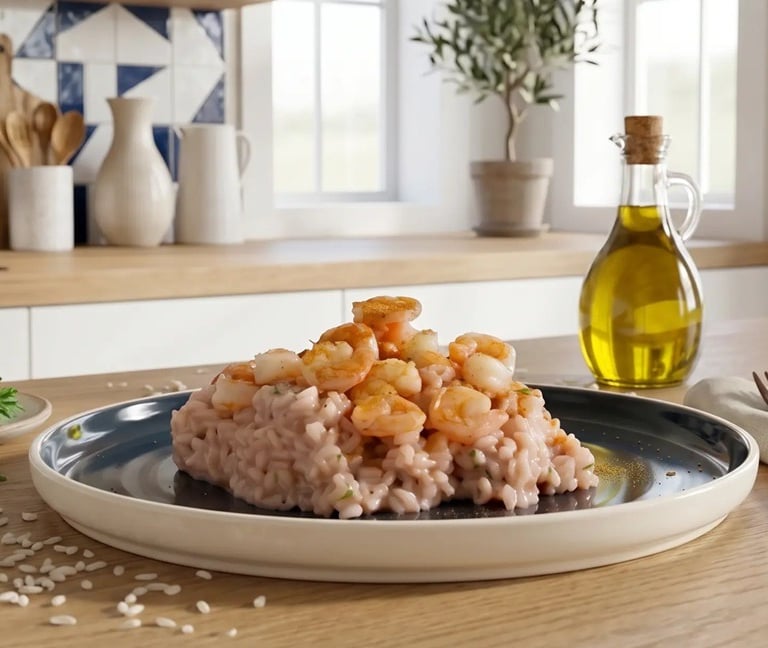 Seafood risotto with octopus broth and bottarga