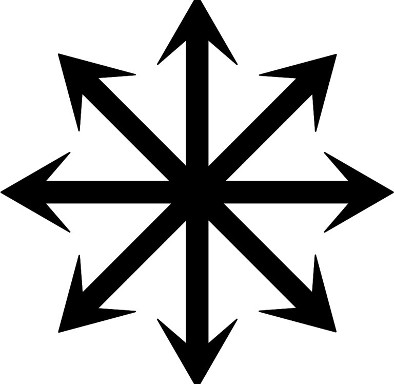 Eight-pointed black star symbol representing chaos and infinite directions