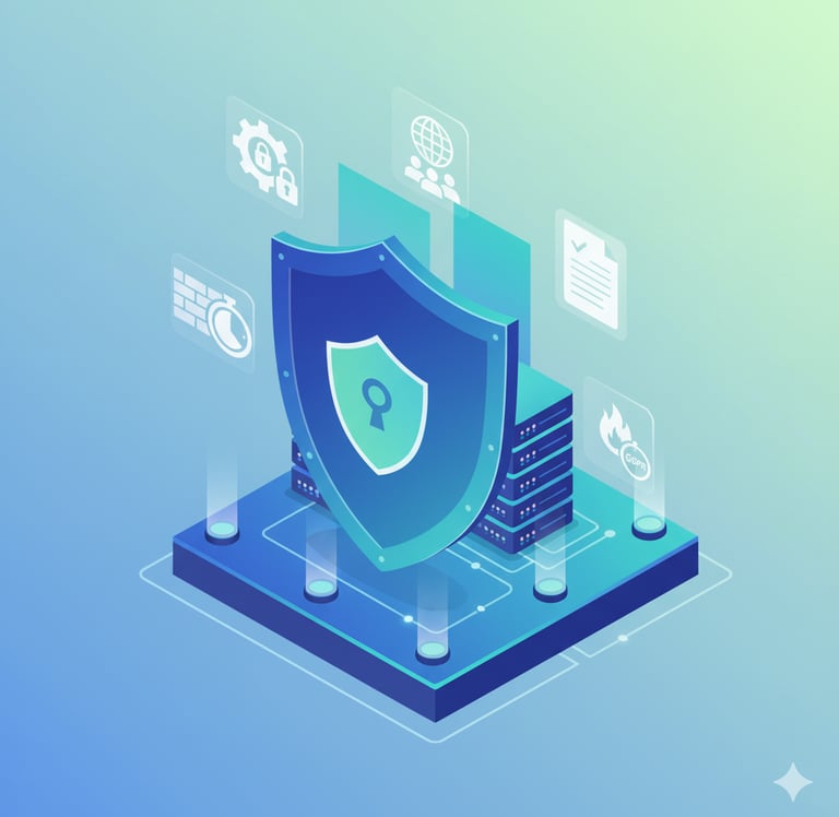 a laptop computer with a shield shield on top of it