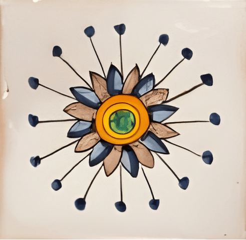 Flor final proceso pintura en ceramica mayólica