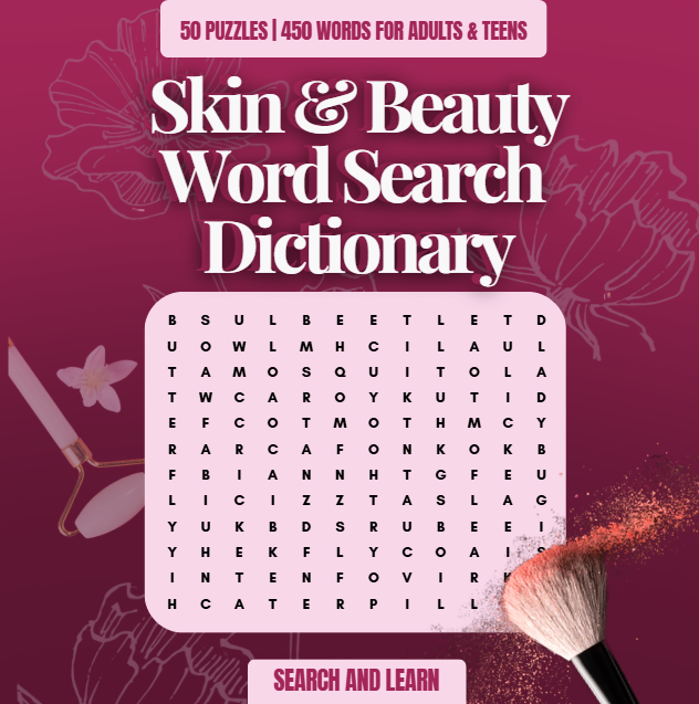 Skin and Beauty Word Search Dictionary - Skincare Book - Skin on Scoop Collection