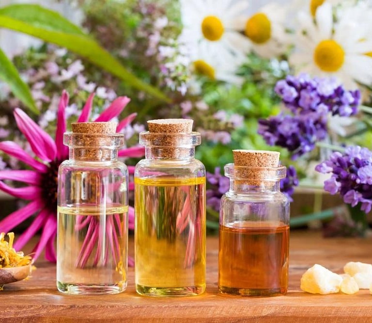 a variety of essential oils for a natural beauty