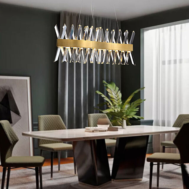 Gold Crystal Chandelier Modern Led Light Strip Ceiling Light Fixture