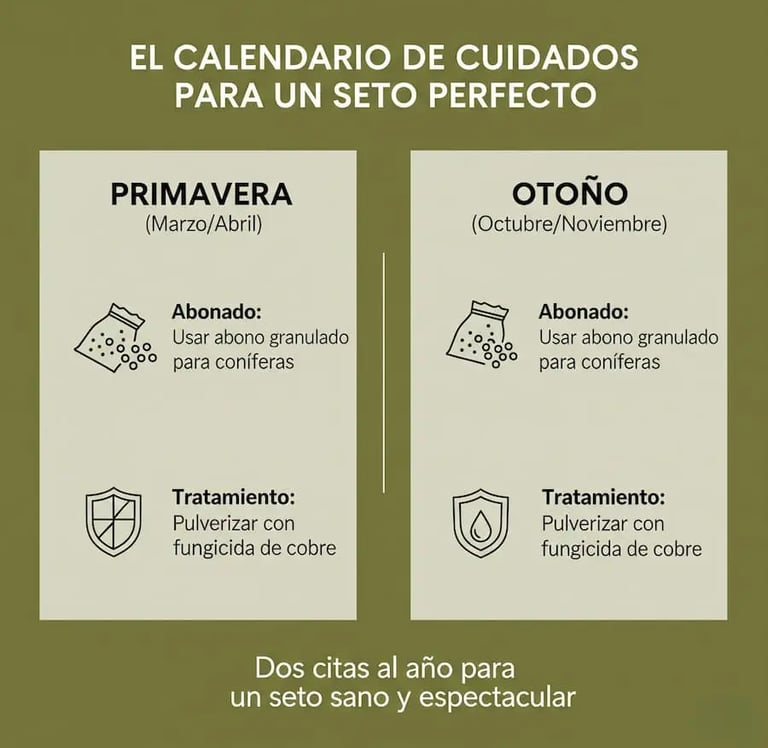Calendario de cuidados del seto de Leylandii