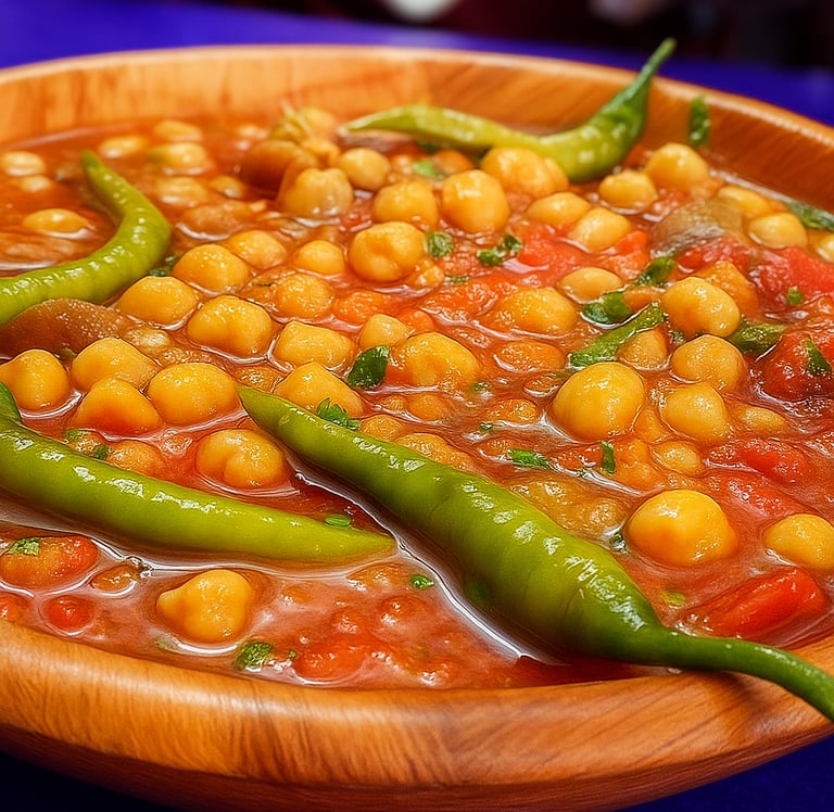 صورة لطبق الدوبارة التقليدي الجزائري في صحن خشبي