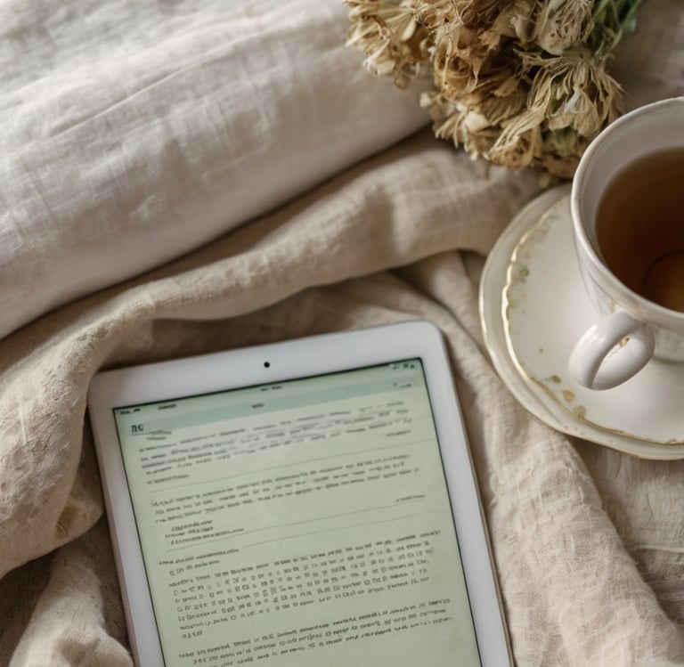 Vue tablette sur blog mariage, ambiance douce