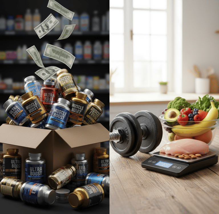 Comparison of supplement spending versus investing in whole foods and exercise equipment