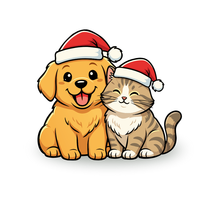 a cat and a dog are sitting on a rug