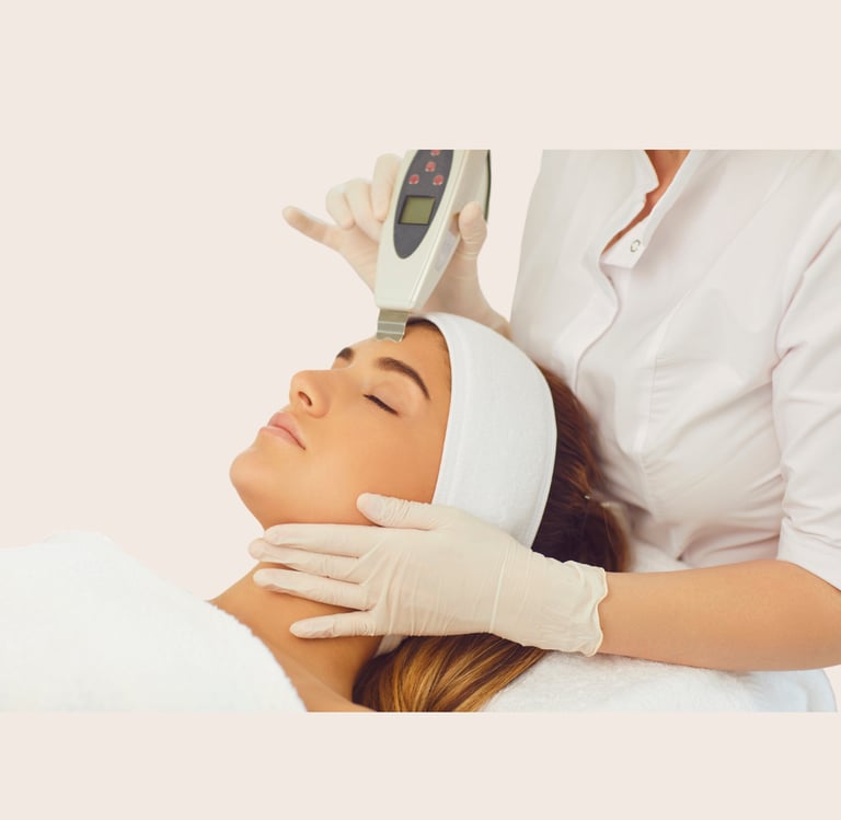 a woman getting a facial lift in a beauty salon