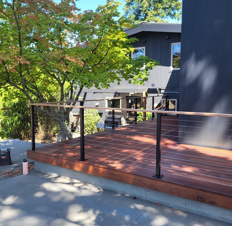 Redwood deck with cable rail