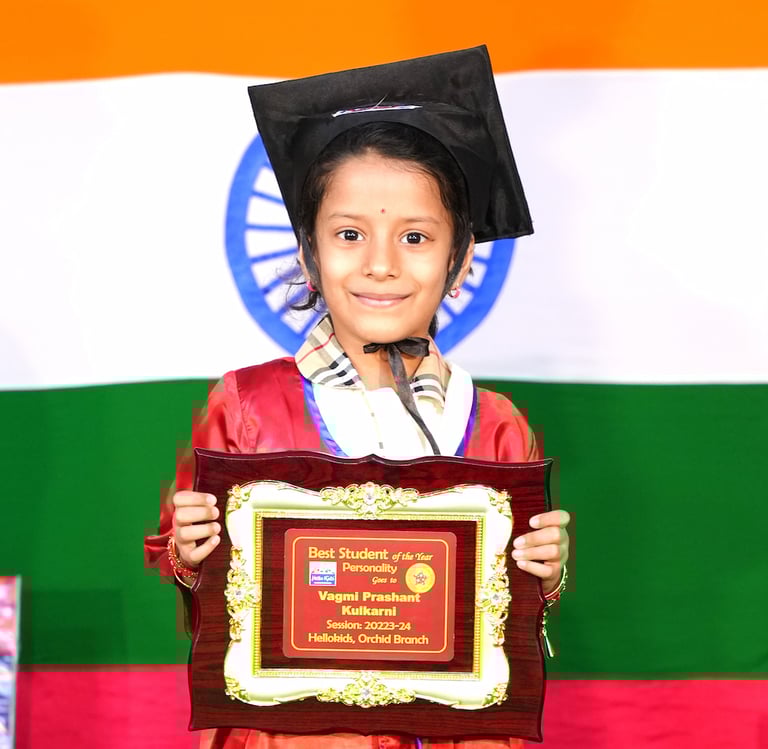 Student of the Year 2023 Personality winner Vagmi Prashant Kulkarni HelloKids Kondapur Hyderabad