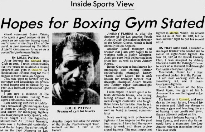 Louie Patino The Legend 805 Oxnard boxing Godfather of boxing