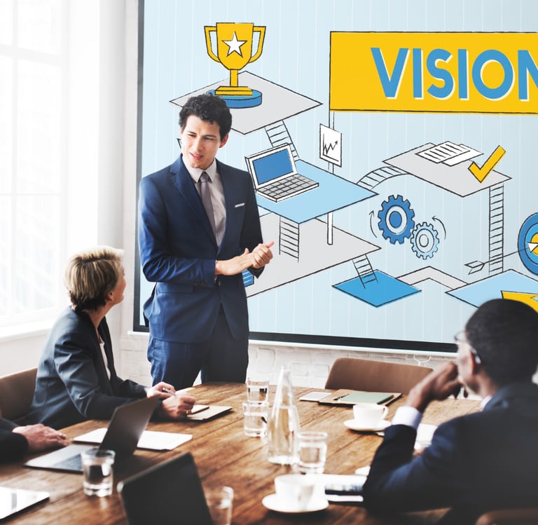 Business professional presenting a company 