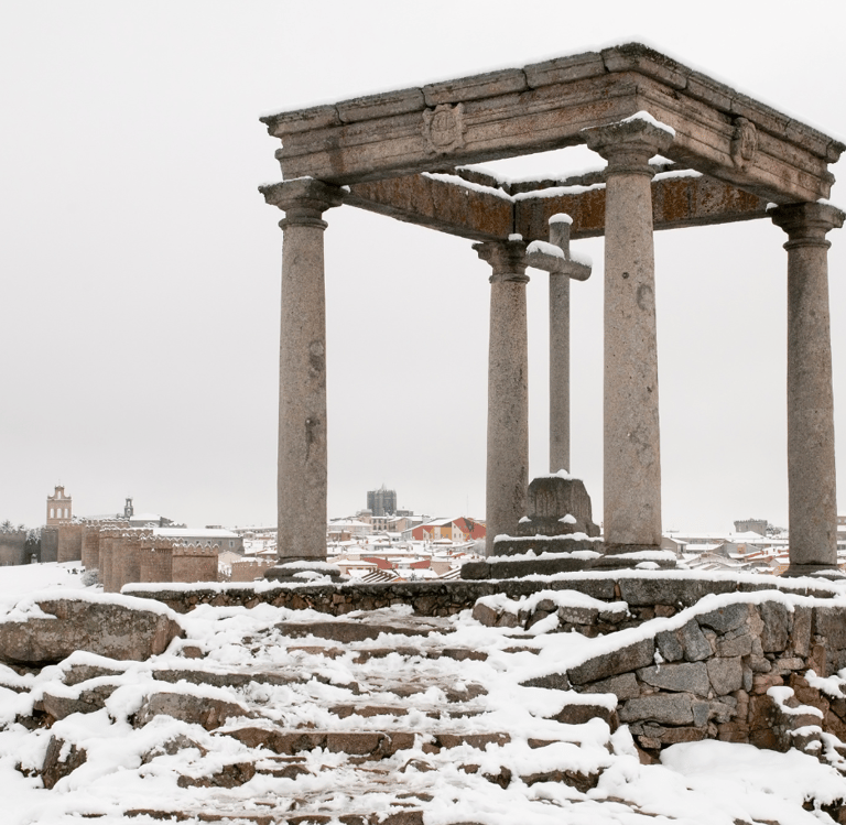 Cuatro postes en Ávila nevados: Neumáticos de invierno en Ávila