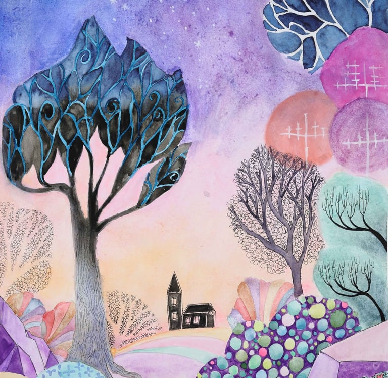 Magic tree - whimsical wall art uk
