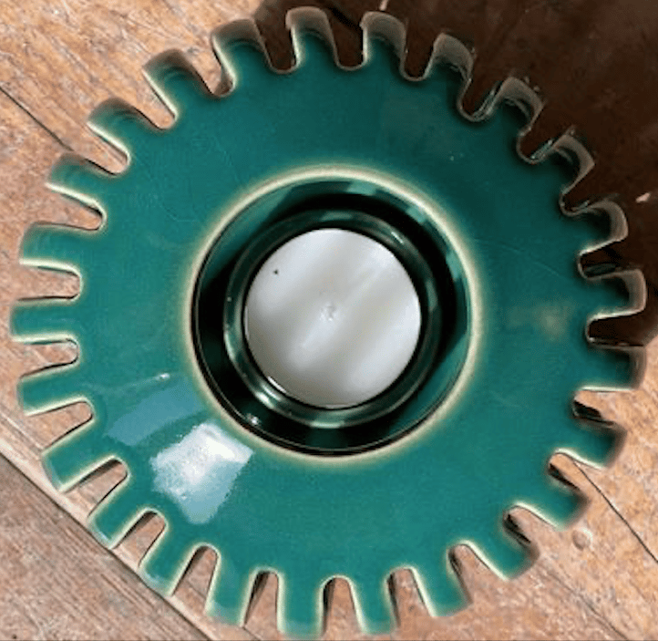 Photophore - émail vert canard