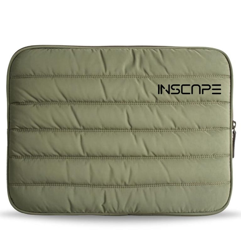 a laptop sleeve case with the logo inscape on it