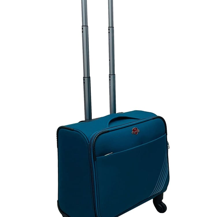 a blue nano trolley bags with telescope handle and four wheel