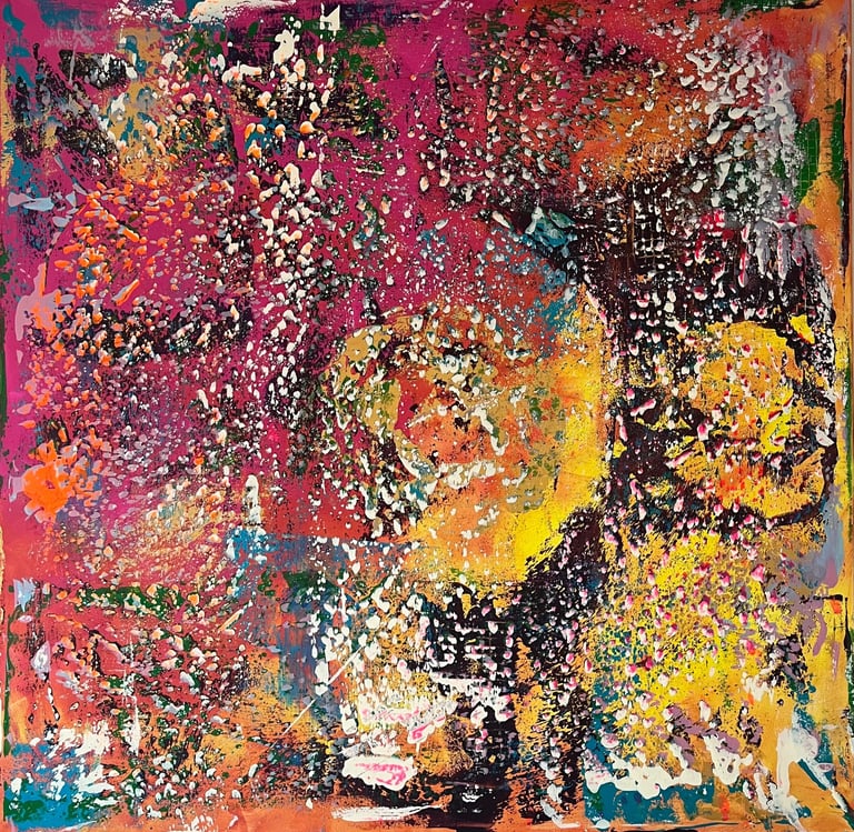 Acrylic painting Acrylbild  Sonne Sun Summer pink gold