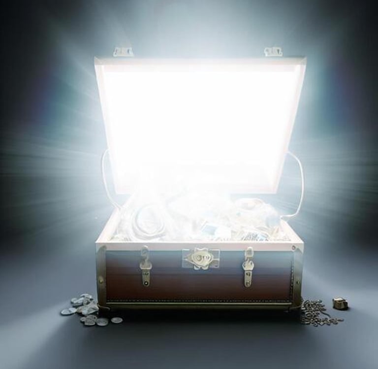 a chest of money with coins and coins