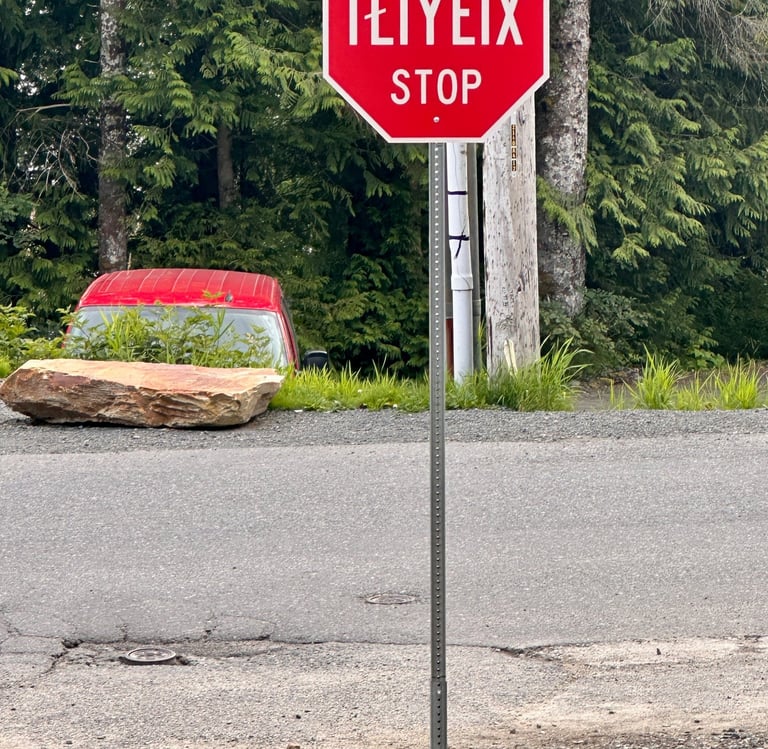 Tlingit Stop Sign in Ketchikan