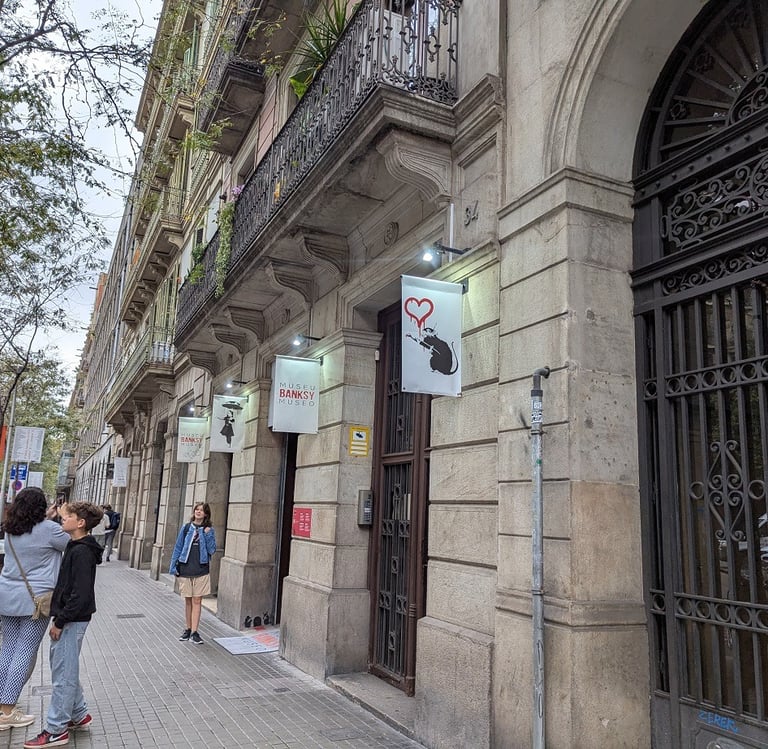 Front of the Banksy Museum in Barcelona