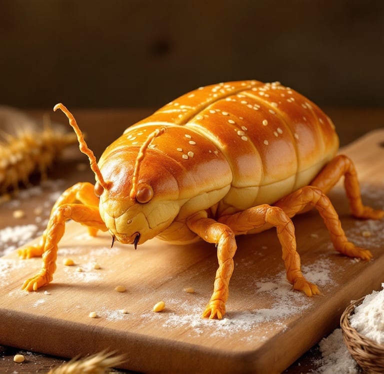 a cricket-shaped bread loaf