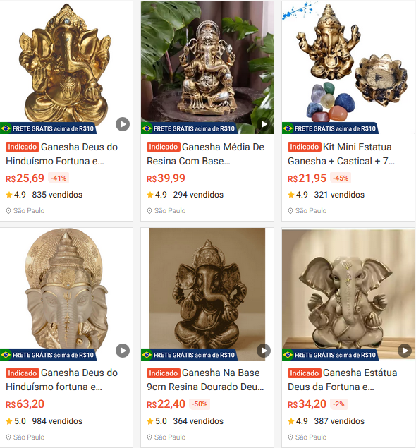 Ganesha Estátua Promoção Shopee