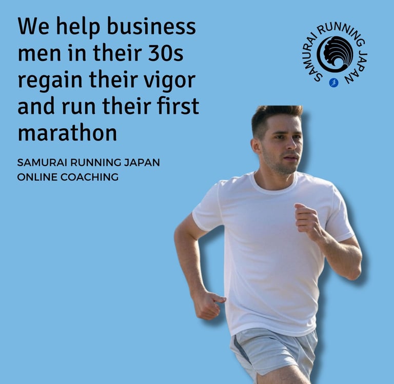 Image of running man with the text: " We help business men in their 30s regain their visor and run.