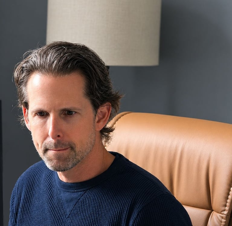 Neal Falcone, founder of Peregrine Vantage, at his home workspace.