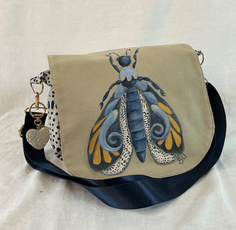 Sac besace peint à la main unique