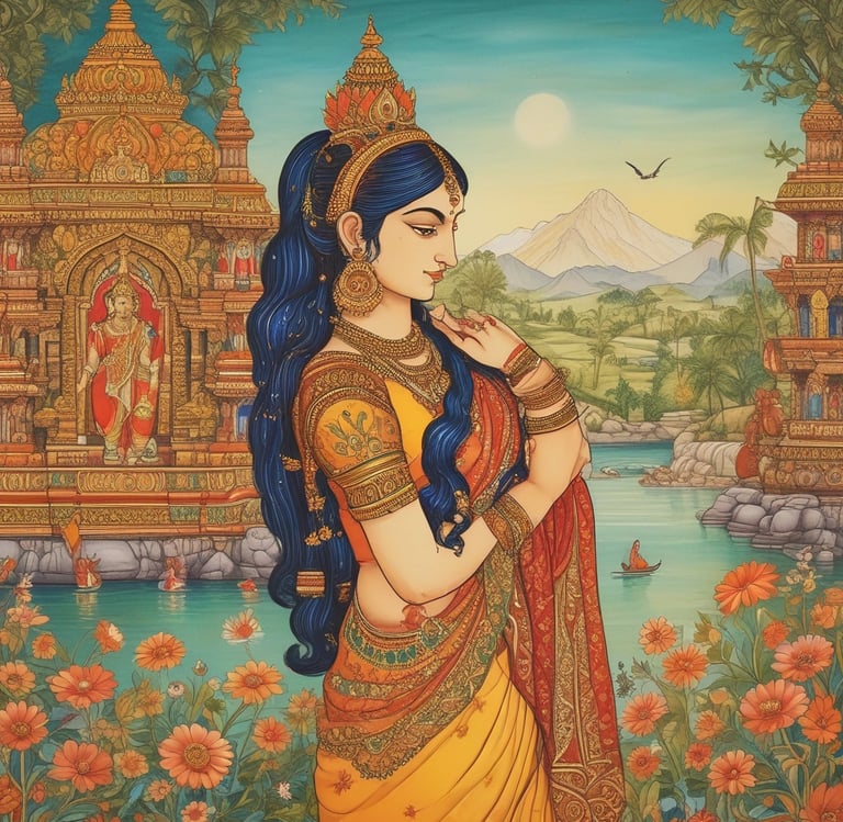 Detailed Tanjore painting of Lord Vishnu with rich natural colors and gold highlights.