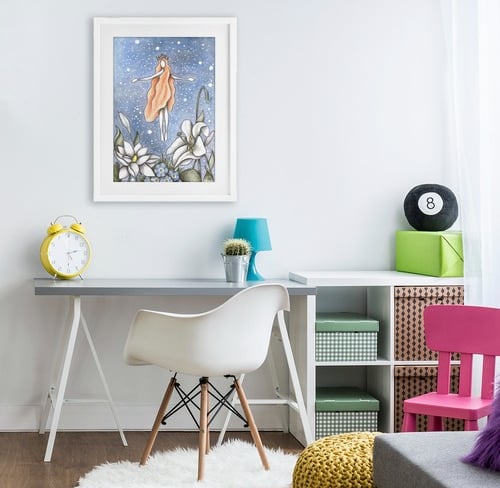 Kids Room with Fairy Illustration Wall Art
