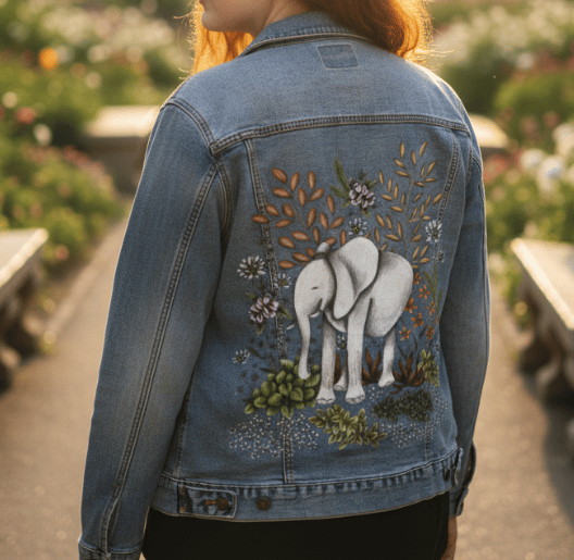Girl wearing a printed jacket