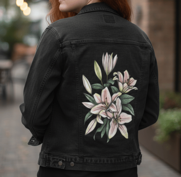 Girl wearing a printed jacket