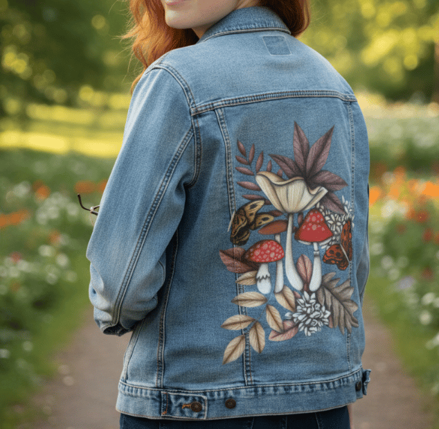 Girl wearing a printed jacket
