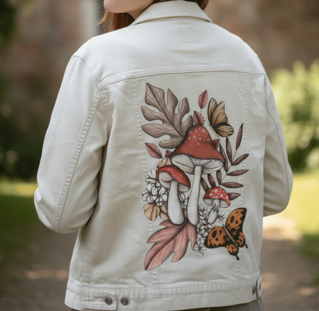 Girl wearing a printed jacket