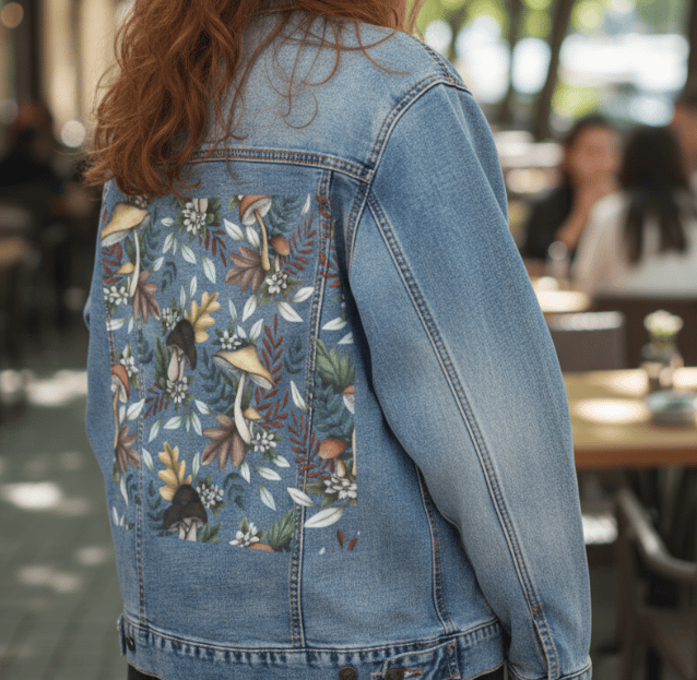 Girl wearing a printed jacket