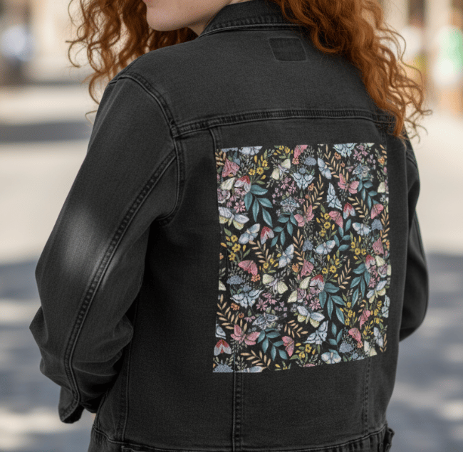 Girl wearing a printed jacket