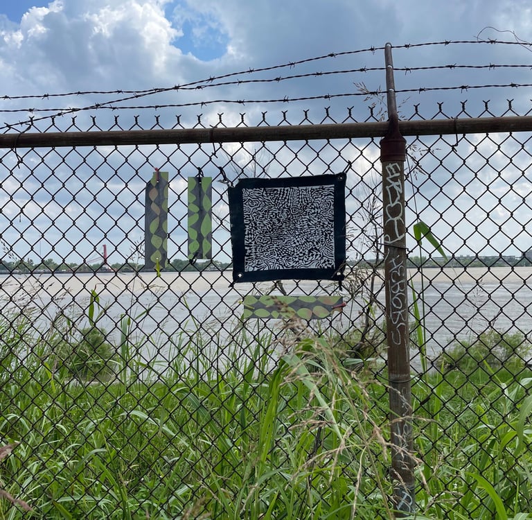 field signals and back pond reflection patch at end of the world New Orleans