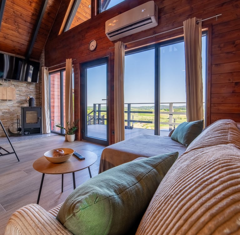 a living room with a couch and a television