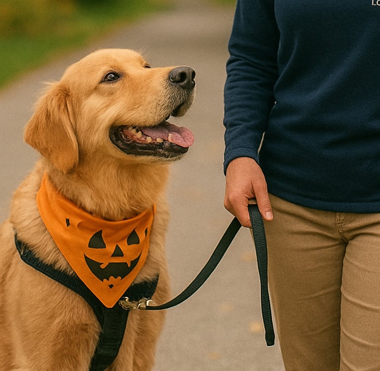 Dog bonding with walker during Burlington one-on-one walk