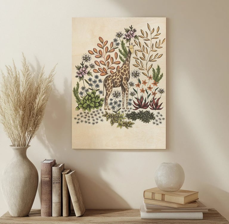 Animal Illustration Wall Art in a Living Room